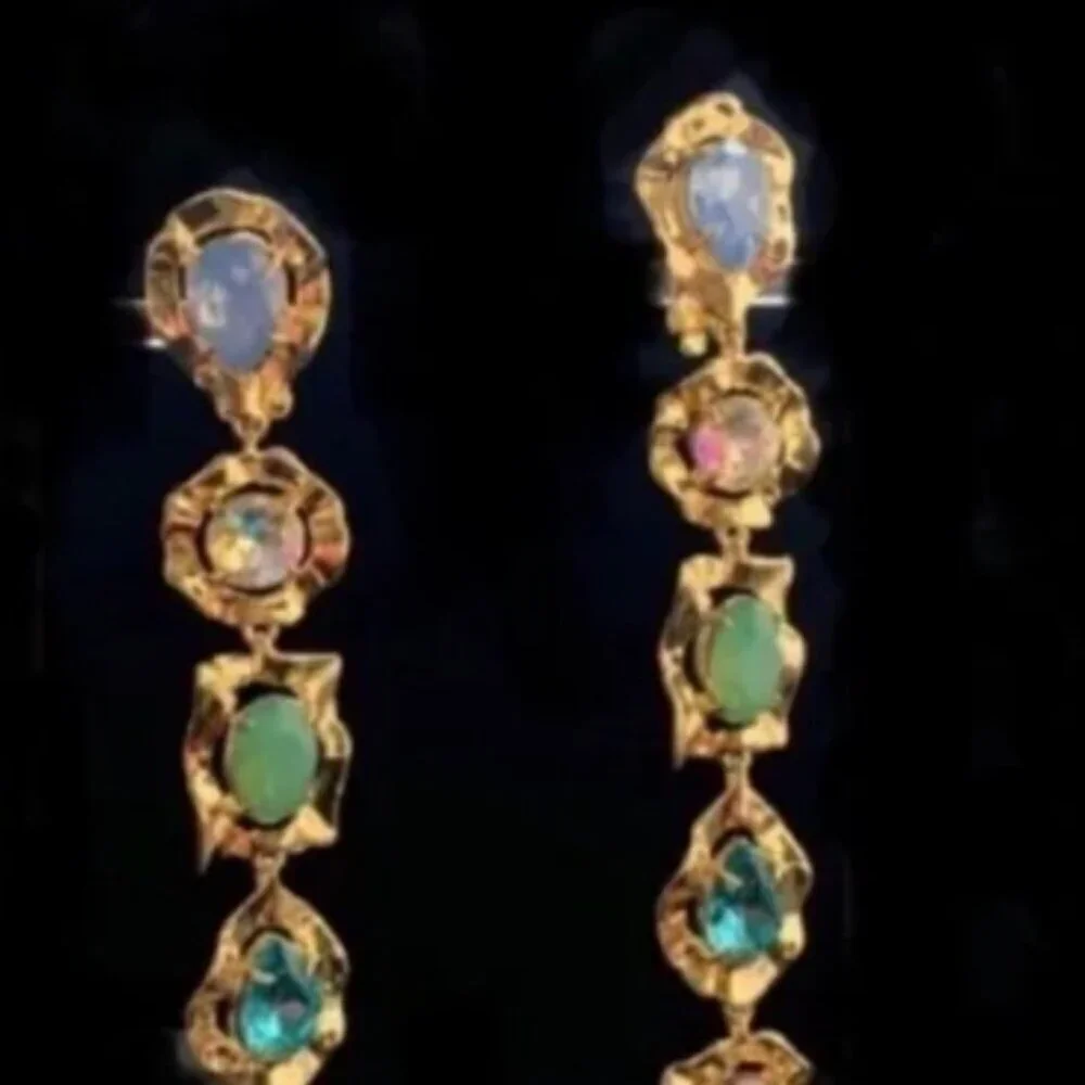 ALEXIS BITTAR • Gold Modern Antiquities Linear Crystal Clip-on Earrings